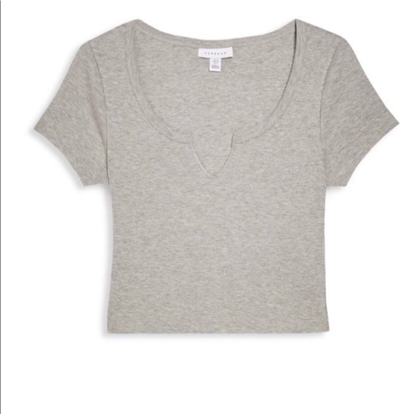 - Grey Ribbed Notch T Shirt from Topshop - Picture 1 of 1